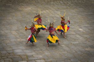 Masked dances during Paro Tsechu festival