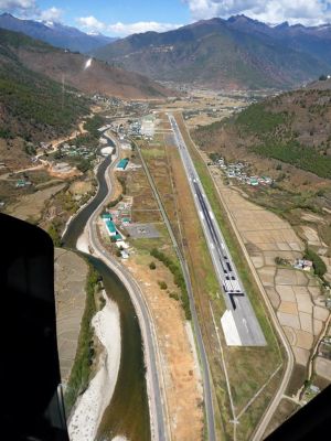Flying above Paro Airport